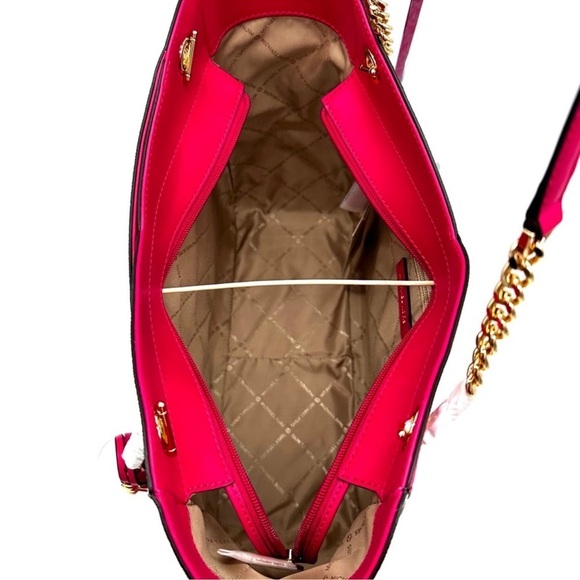 Michael Kors Large X Chain Shoulder Tote Bag & Continental Wallet Electric Pink - Picture 9 of 14